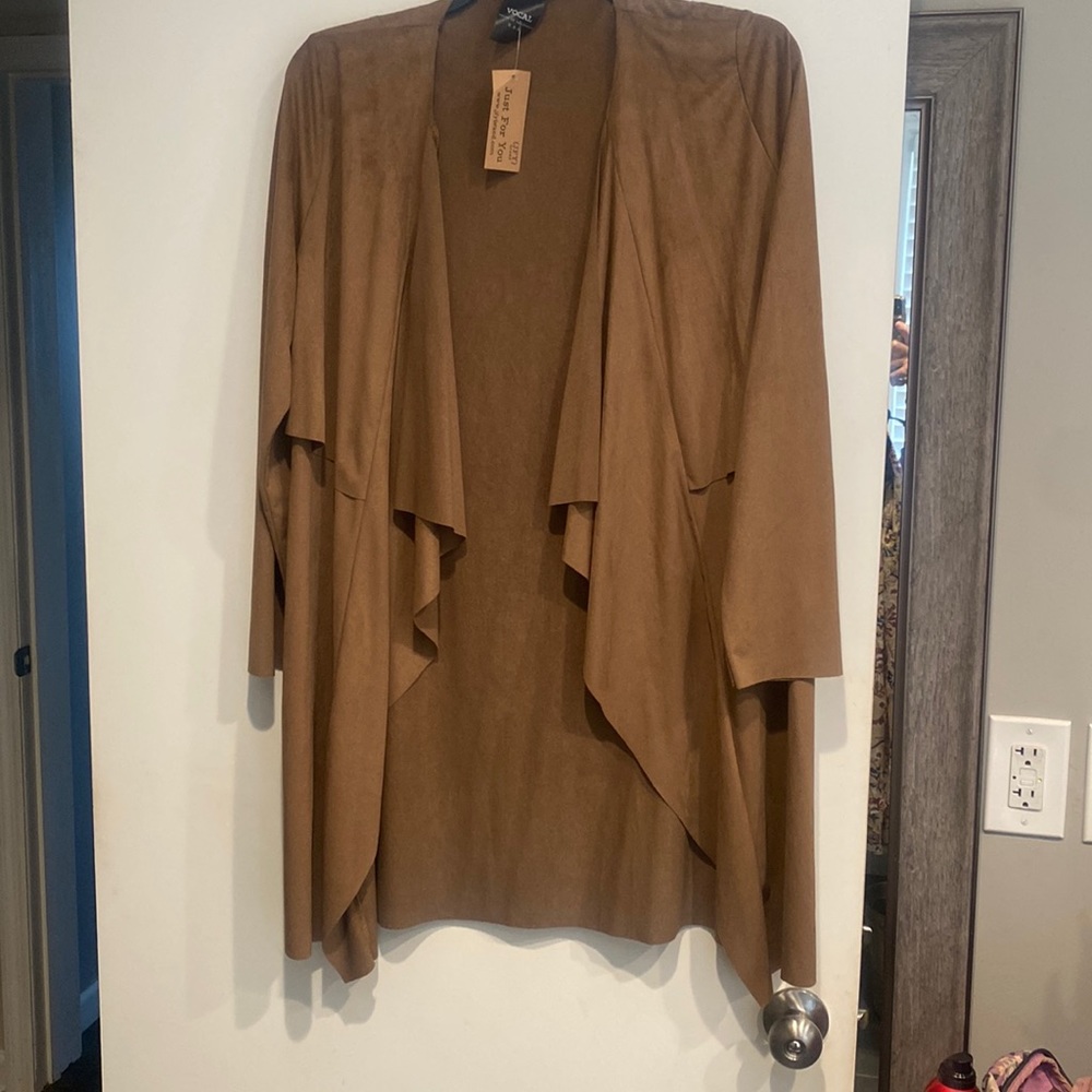 Suede like 3/4 length sleeve jacket